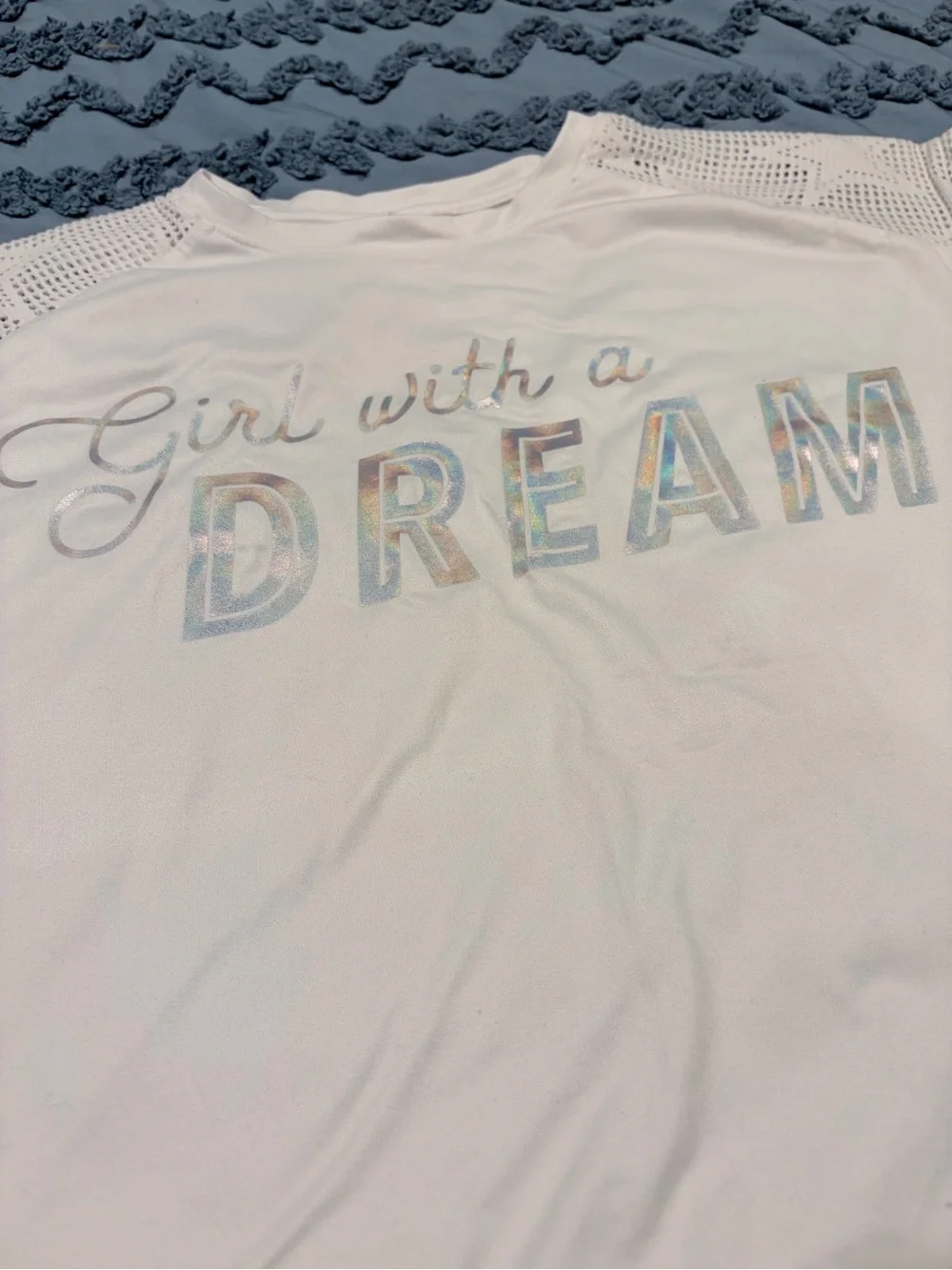 More Than Magic White Short Sleeve Top with Iridescent 'DREAM' Script